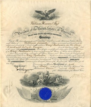 Navy Commission signed by Wm. Howard Taft